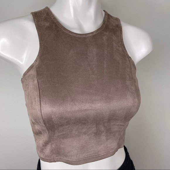 Fashion Nova Tops - FASHION NOVA faux fitted suede cropped top S boho